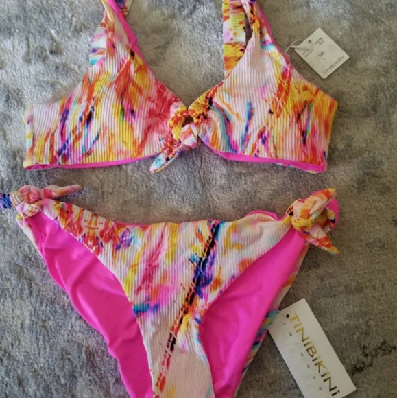 American Eagle Outfitters Swim Arie Bikini Orange Pink Poshmark